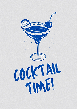 Cocktail Time Blue Illustration