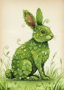 Green Clover Rabbit Illustration