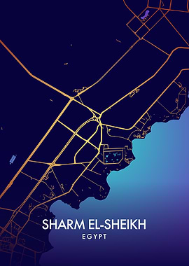 Sharm El-Sheikh Map Art