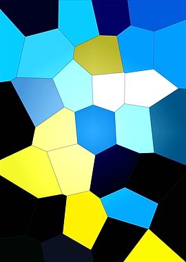 Abstract polygonal pattern in blue and yellow