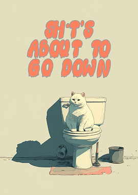 Cat on Toilet: About to Go Down