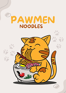 Pawmen Noodles Cat Cartoon