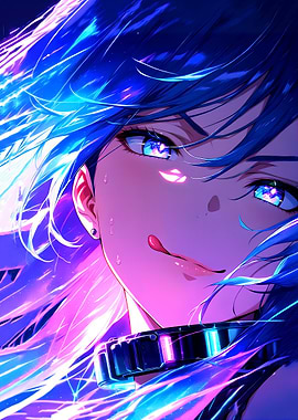 Anime Girl with Blue Hair