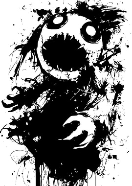 Abstract Black and White Monster Illustration