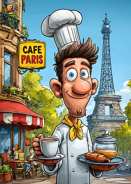 Cartoon Chef in Paris