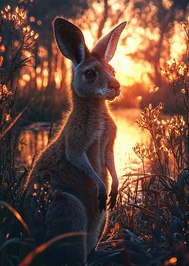 Kangaroo in Golden Sunset Light