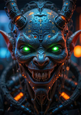 Cyberpunk Devil with Glowing Eyes