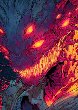 Fiery Monster with Glowing Eyes