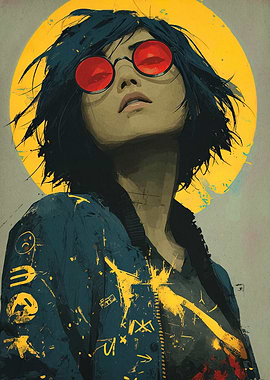 Woman with Red Glasses and Jacket