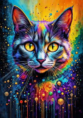 Colorful Cat Portrait