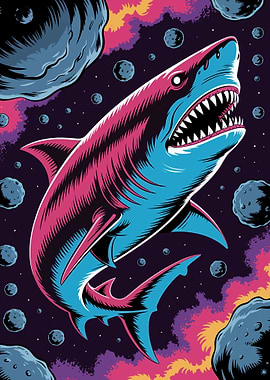 Shark in Space with Asteroids