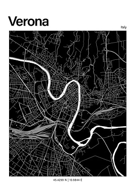 Verona Black and White Map