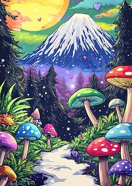 Psychedelic Mushroom Landscape