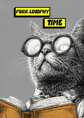 Purr-losophy Time: Intellectual Cat Portrait