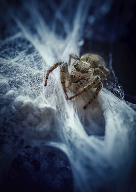 Spider on Web Macro Shot