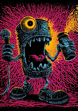Monster with Microphone and Spray Can