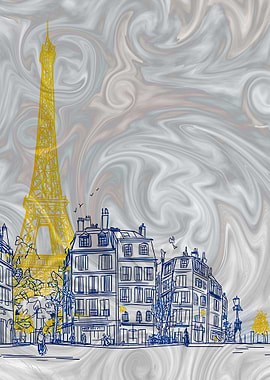 Parisian Skyline with Eiffel Tower