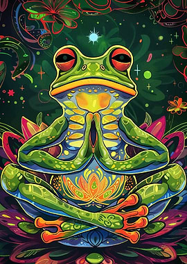 Meditating Frog Lotus Flower
