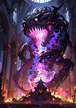 Summoning Ritual with Monster in Cathedral