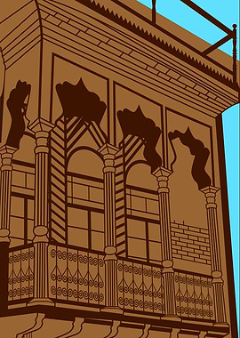 Brown Building Facade Illustration