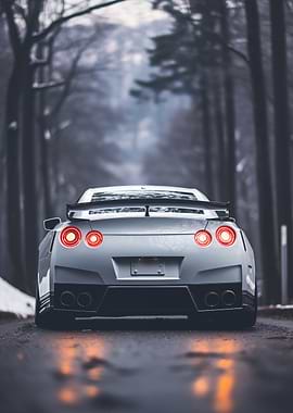 Nissan GTR in Winter road