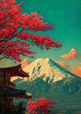 Mount Fuji with Cherry Blossoms