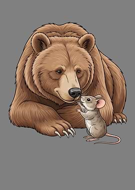 Bear and Mouse Cartoon Illustration