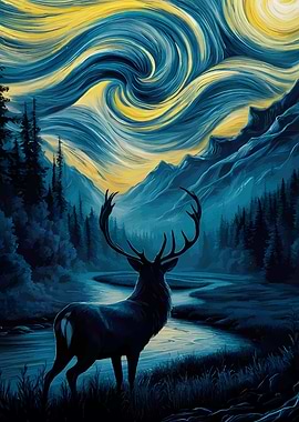 Majestic Deer in Mountain Landscape