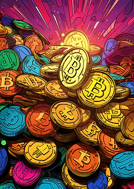 Colorful Bitcoin Coins