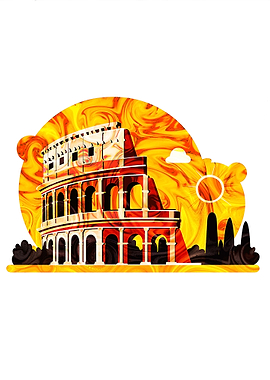 Colosseum Illustration with Swirling Background