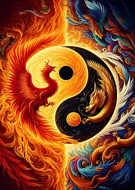 Yin Yang Phoenix and Dragon