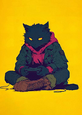 Gamer Cat with Controller