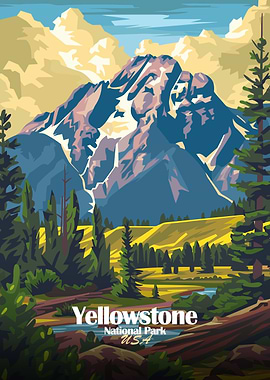 Yellowstone National Park Illustration