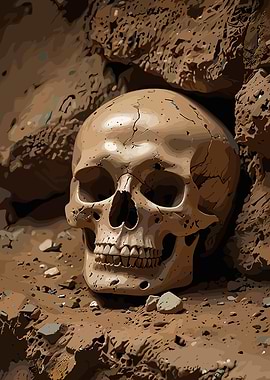 Skull in Earthy Cave