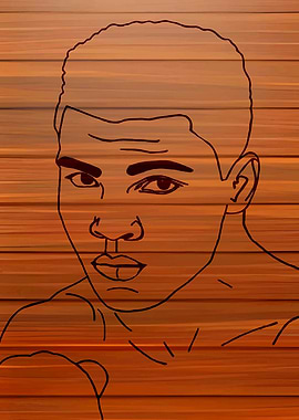 Muhammad Ali Line Art on Wood