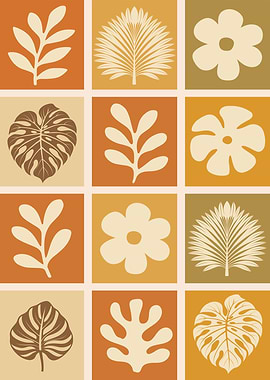 Botanical Pattern in Earth Tones