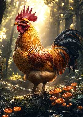 Rooster in Enchanted Forest