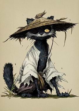 Samurai Cat Illustration