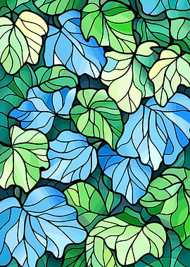 Stained Glass Leaves Pattern