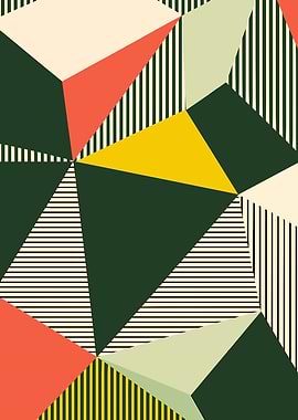 Geometric Abstract with Stripes and Triangles
