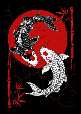 Yin Yang Koi Fish Illustration