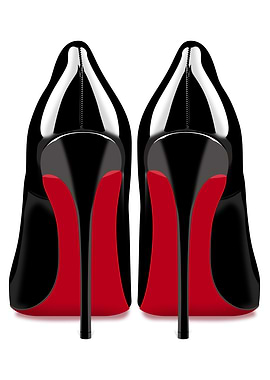 Black High Heels with Red Soles White Background