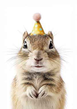Gerbil with Birthday Hat