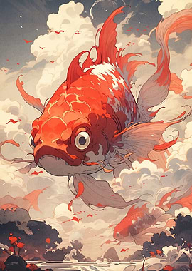 Koi Fish Cloudy Sky