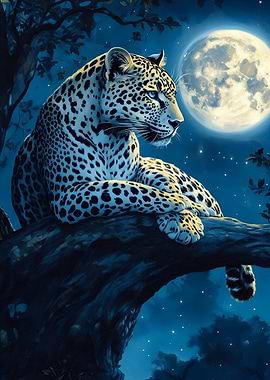 Leopard under Moonlight