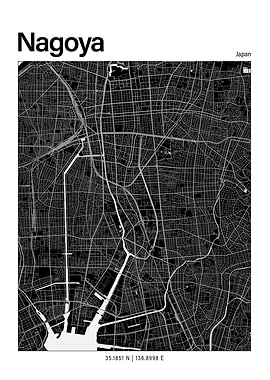 Nagoya Black and White Map