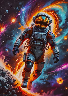 Astronaut in Space with Nebula