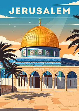 Jerusalem Dome of Rock Travel Poster
