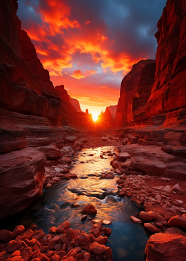 Grand Canyon River at Sunset