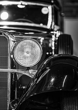 Vintage Car Headlight Close-Up
